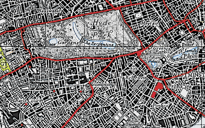 Old map of Knightsbridge in 1945