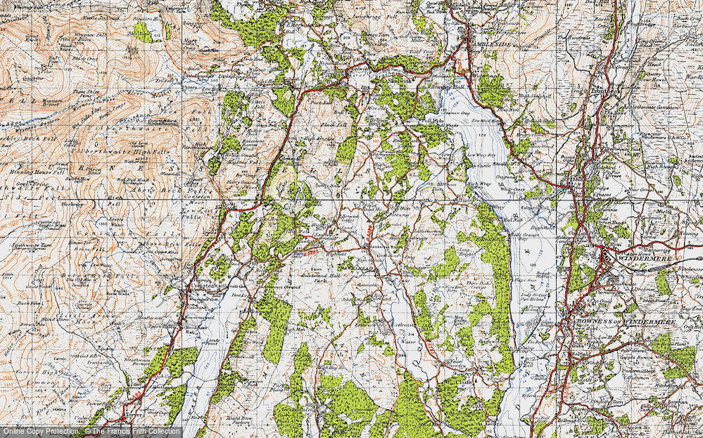 Old Map of Historic Map covering Yew Tree Tarn in 1947