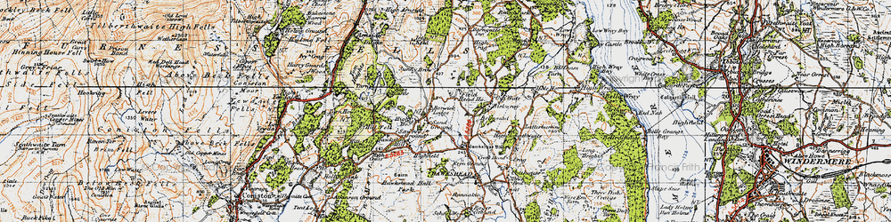 Old map of Yew Tree Tarn in 1947