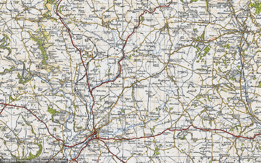 Old Map of Historic Map covering Wigber Low in 1946