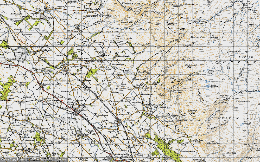 Old Map of Historic Map covering Burney Hill in 1947