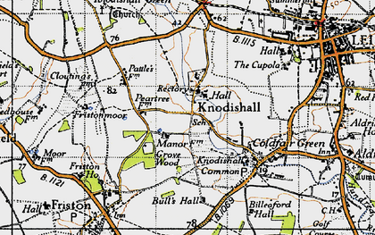 Old map of Knodishall in 1946