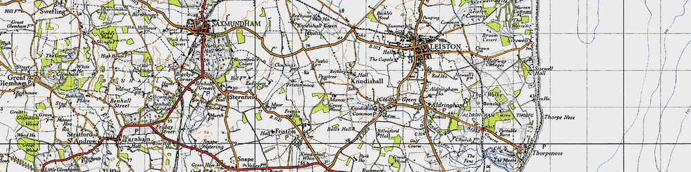 Old map of Knodishall in 1946