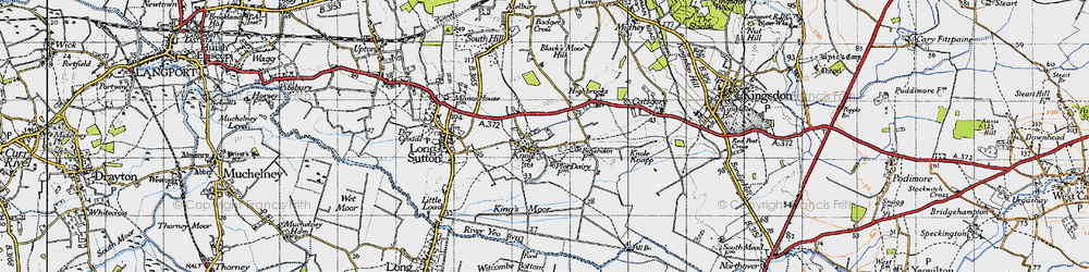 Old map of Black's Moor Hill in 1945