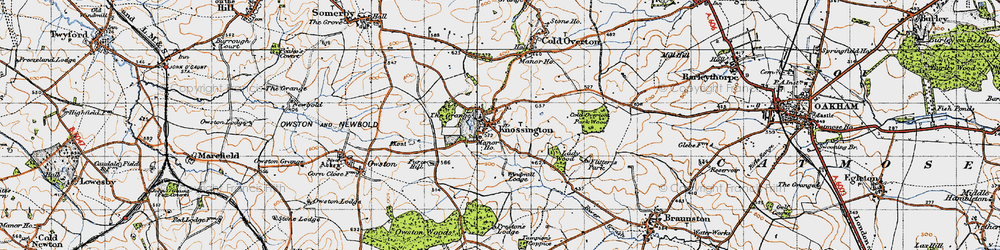 Old map of Knossington in 1946