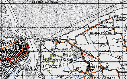 Old map of Knott End-on-Sea in 1947