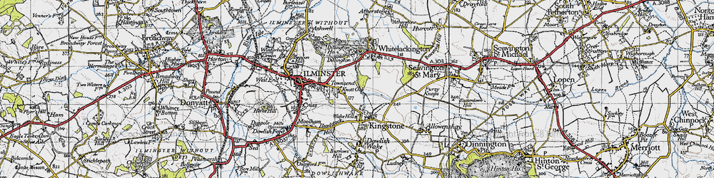 Old map of Knott Oak in 1945