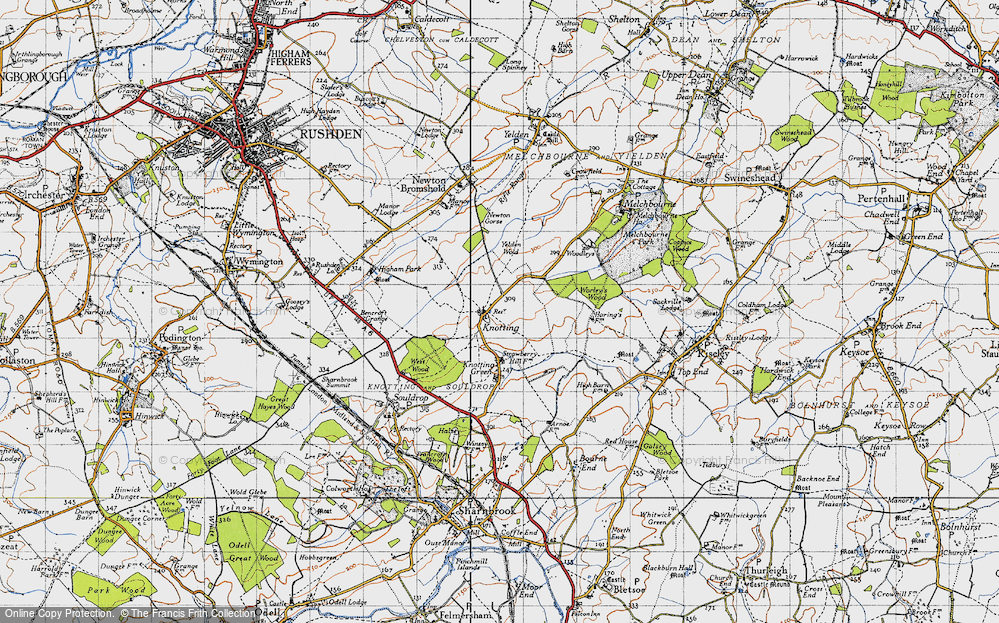 Old Map of Historic Map covering Yelden Wold in 1946