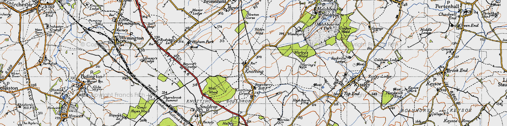 Old map of Knotting in 1946