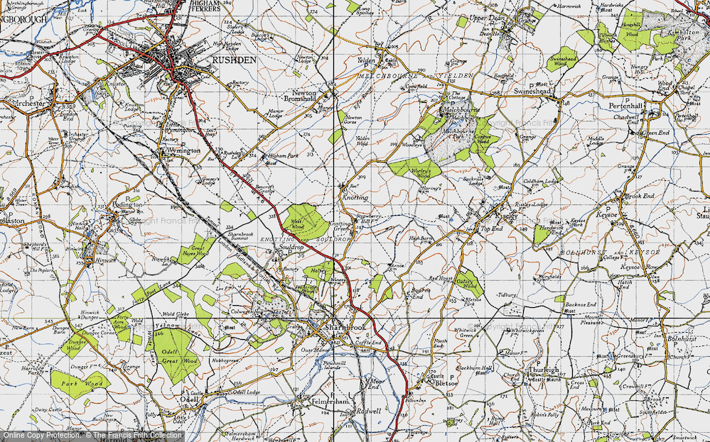 Old Map of Knotting Green, 1946 in 1946