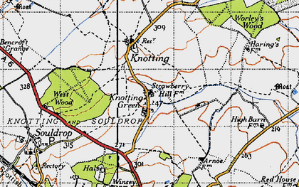 Old map of Knotting Green in 1946