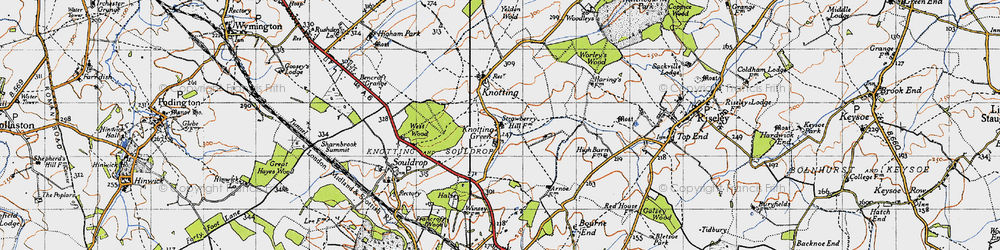 Old map of Knotting Green in 1946
