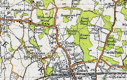 Old map of Knotty Green in 1945