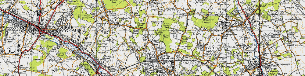 Old map of Knotty Green in 1945