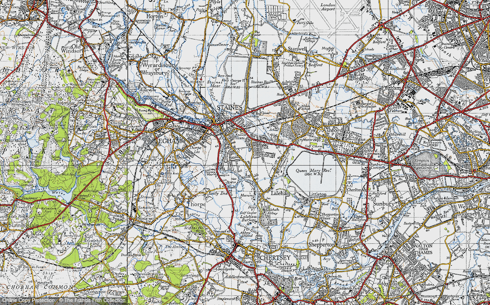 Old Map of Historic Map covering Penton Hook in 1940