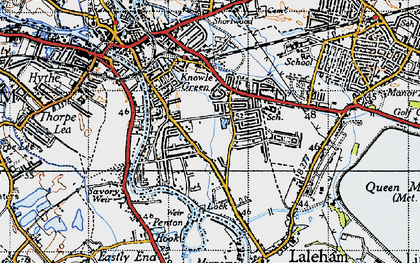 Old map of Penton Hook in 1940
