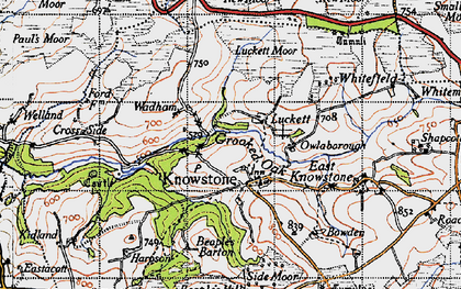 Old map of Knowstone in 1946