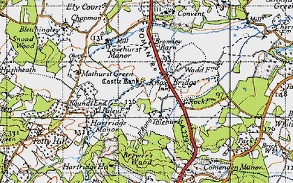 Old map of Knox Bridge in 1940