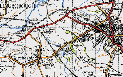 Old map of Knuston in 1946