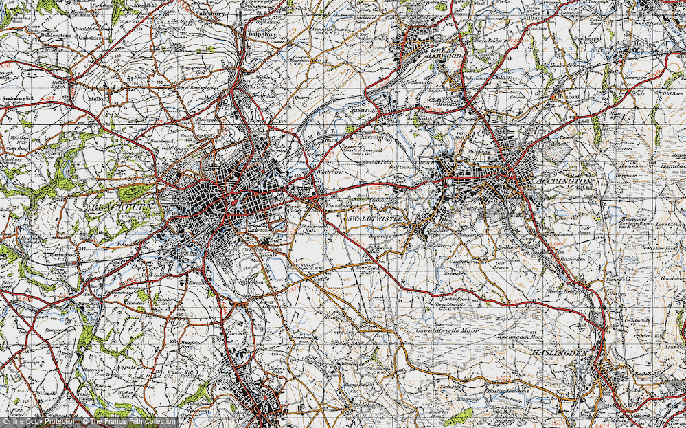 Old Map of Knuzden Brook, 1947 in 1947