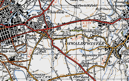Old map of Knuzden Brook in 1947
