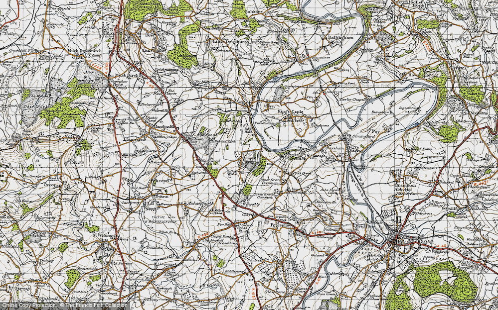Old Map of Historic Map covering Hentland in 1947