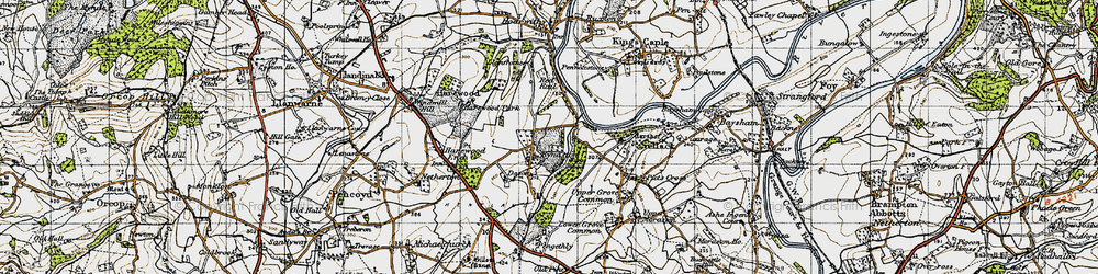 Old map of Kynaston in 1947