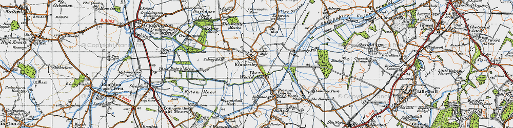 Old map of Kynnersley in 1947