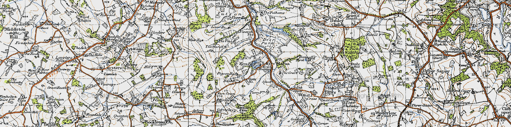 Old map of Kyre in 1947