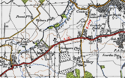 Old map of Laceby Acres in 1946