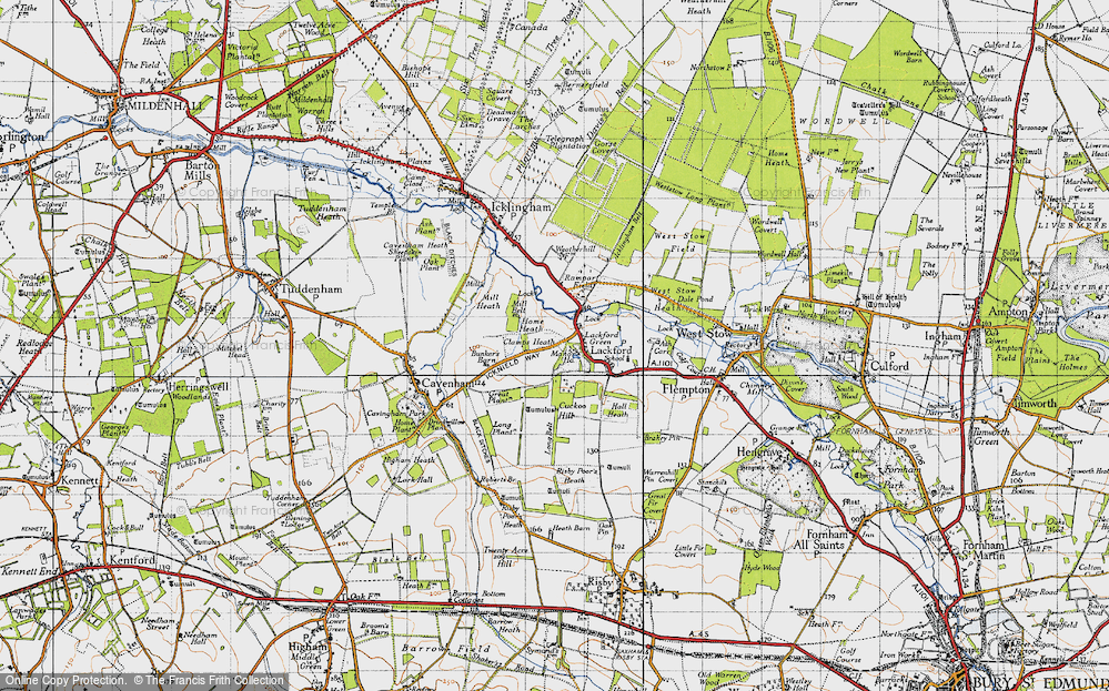 Old Map of Lackford, 1946 in 1946