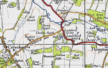 Old map of Bunker's Barn in 1946