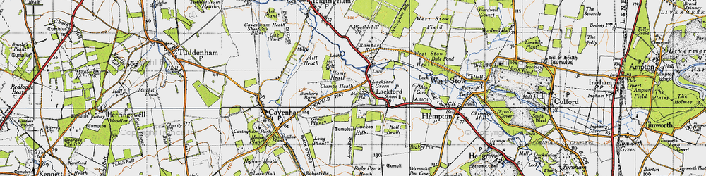 Old map of Lackford in 1946