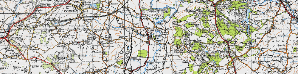 Old map of Lacock in 1940