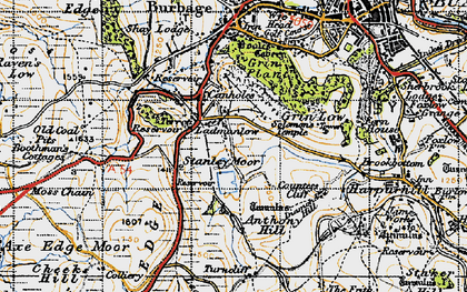 Old map of Ladmanlow in 1947