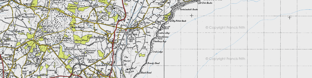 Old map of Ladram Bay in 1946