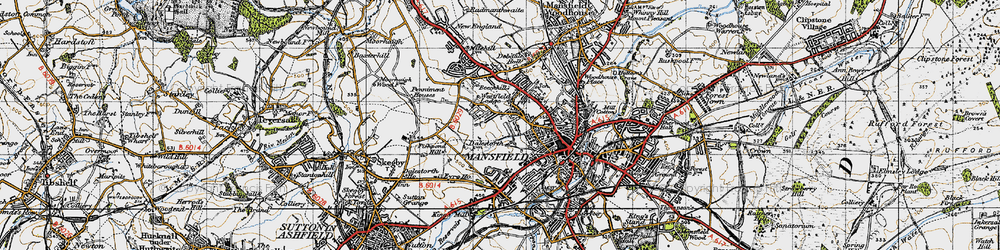Old map of Ladybrook in 1947