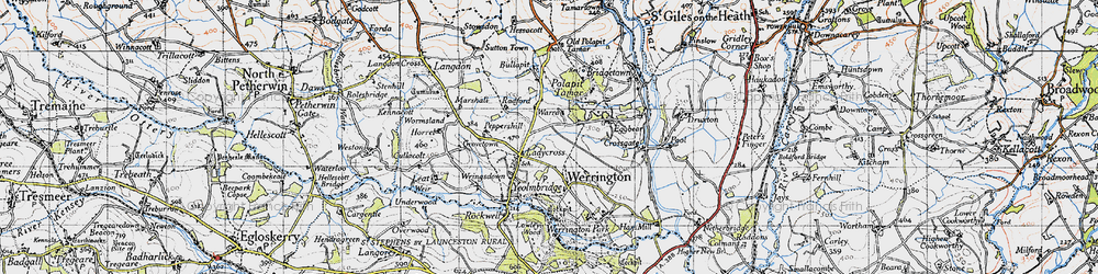 Old map of Ladycross in 1946
