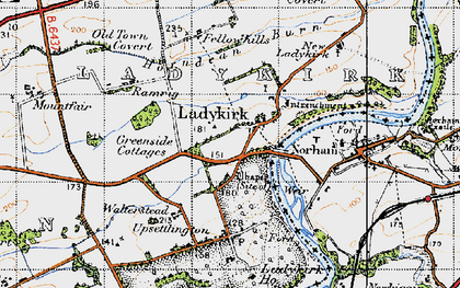 Old map of Ladykirk in 1947
