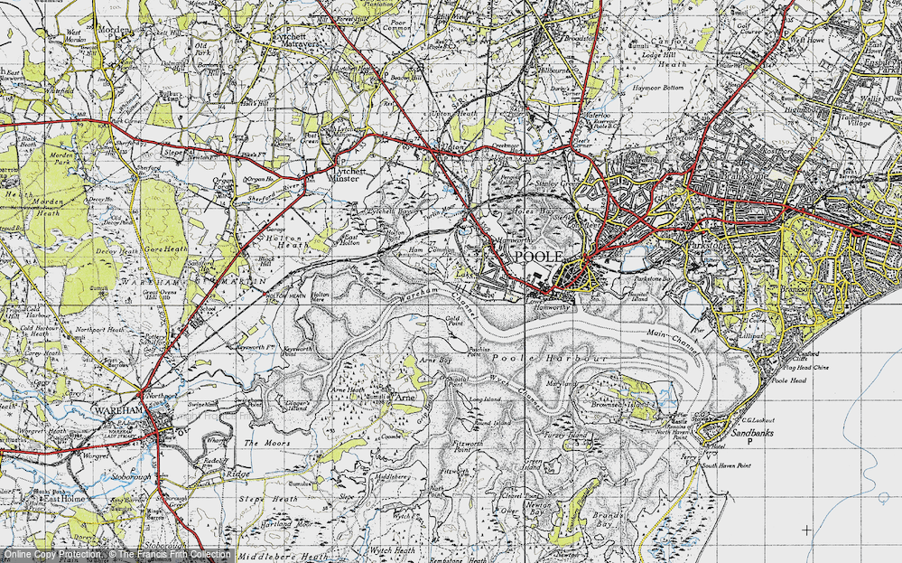 Old Map of Historic Map covering Arne Bay in 1940