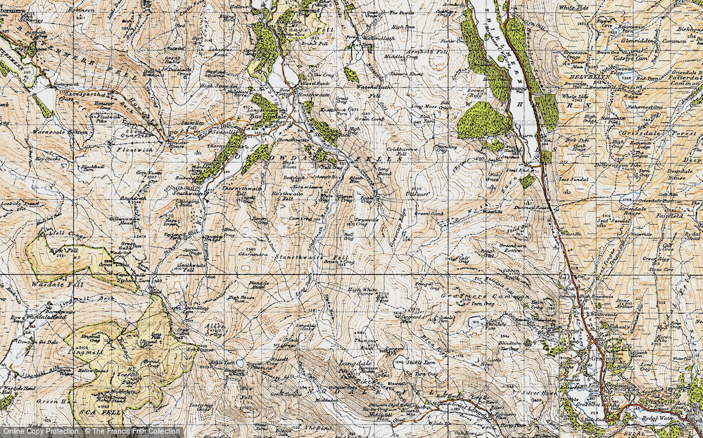 Old Map of Historic Map covering Brown Crag in 1947