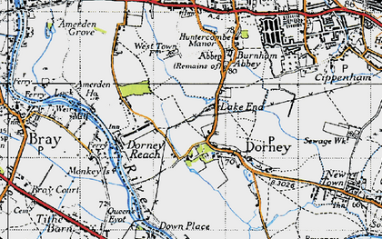 Old map of Burnham Abbey in 1945