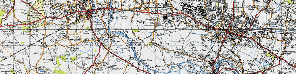 Old map of Burnham Abbey in 1945