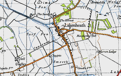 Old map of Lakenheath in 1946