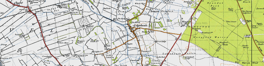 Old map of Wangford in 1946