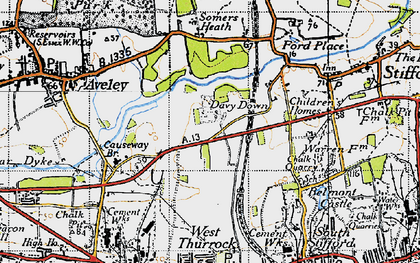 Old map of Thurrock Services in 1946
