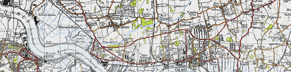 Old map of Thurrock Services in 1946