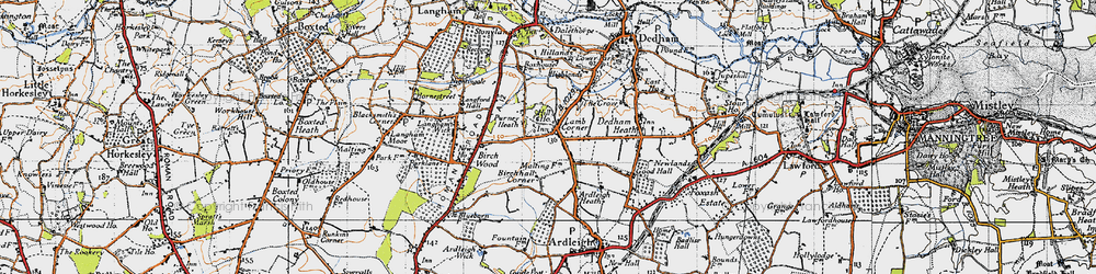 Old map of Lamb Corner in 1945