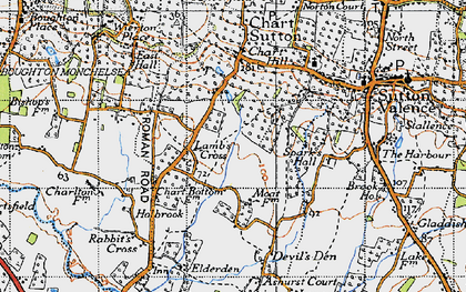 Old map of Lamb's Cross in 1940