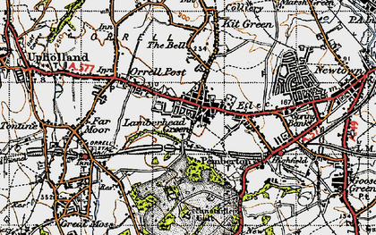 Old map of Lamberhead Green in 1947